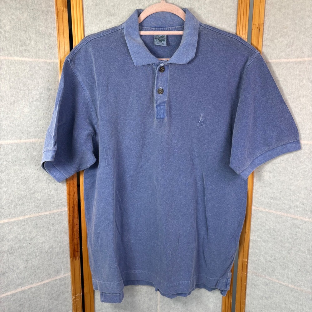 Royal Robbins Polo Shirt‎ Medium Blue Short Sleeve Pique Cotton Outdoor Hiking